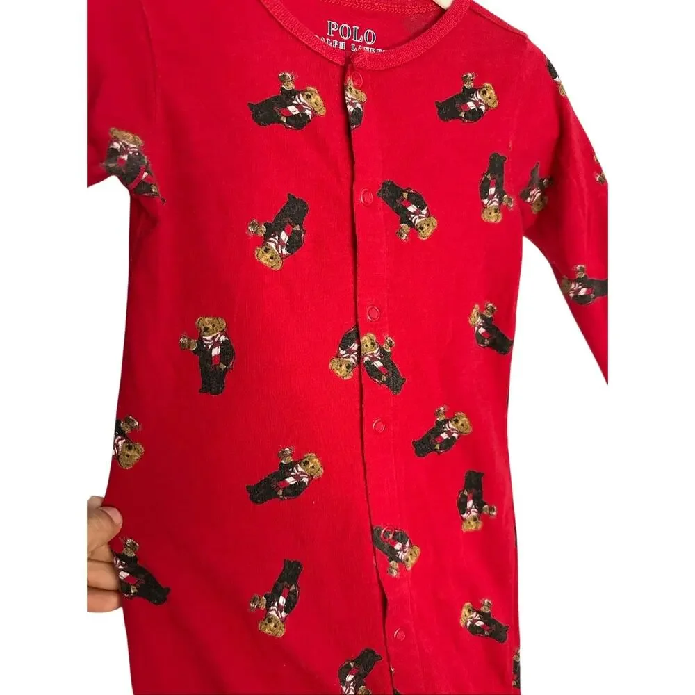 Polo Ralph Lauren Baby Polo‎ Bear Stretch Jersey Pajamas One Piece Size 18-24M